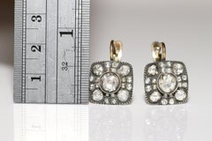 Nuovo orecchino fatto a mano in oro 18k e argento con diamante naturale taglio rosa decorato