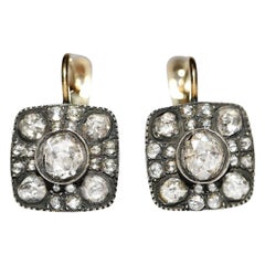 Nuovo orecchino fatto a mano in oro 18k e argento con diamante naturale taglio rosa decorato