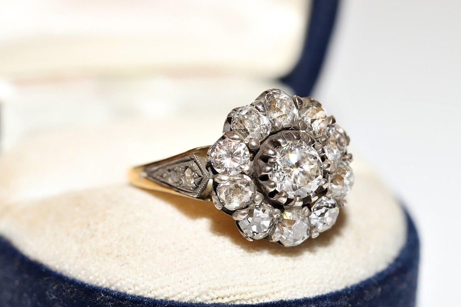 New Handmade 18k Gold Top Silver Nutaral Diamond Decorated Cocktail Ring For Sale 4