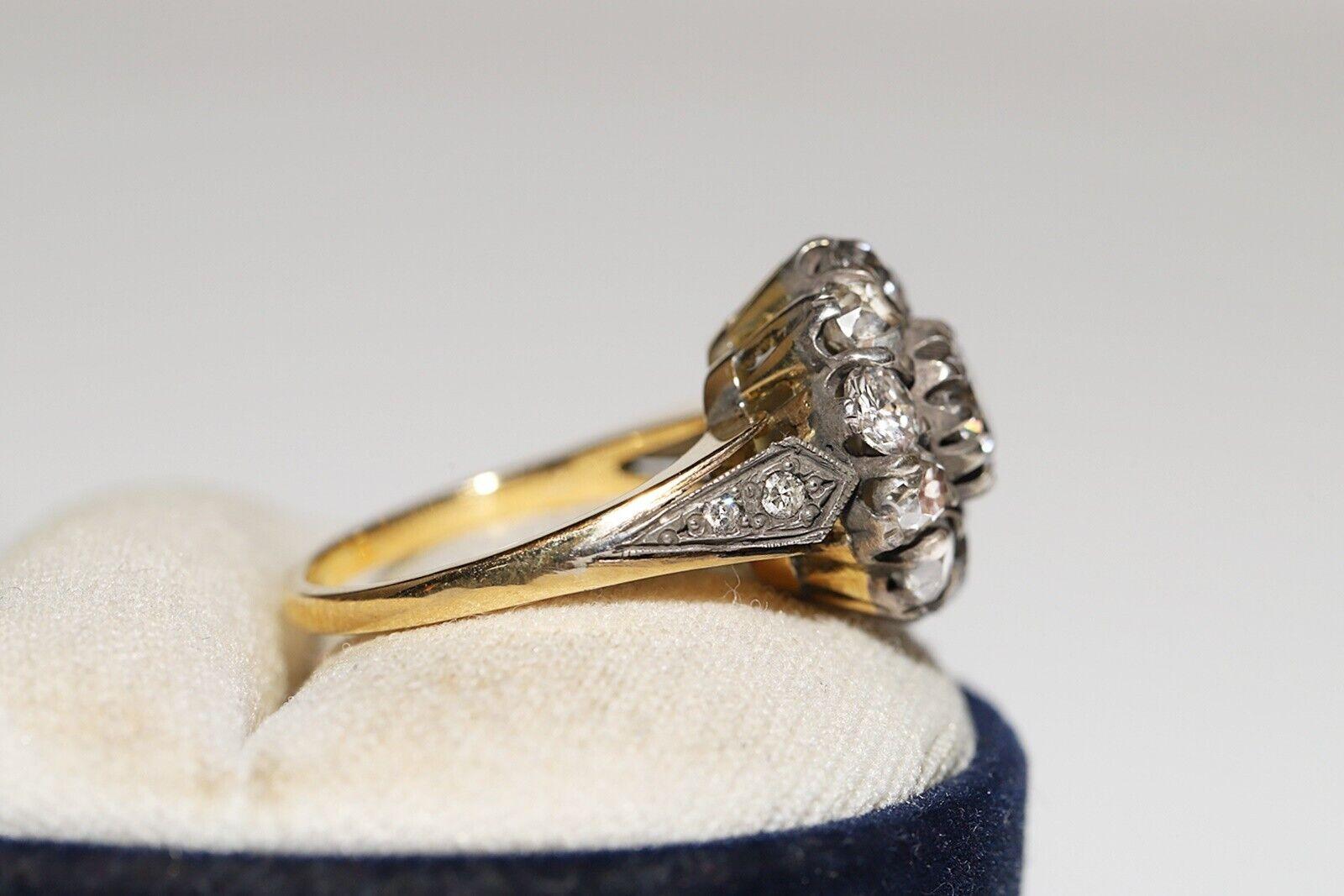 New Handmade 18k Gold Top Silver Nutaral Diamond Decorated Cocktail Ring For Sale 5
