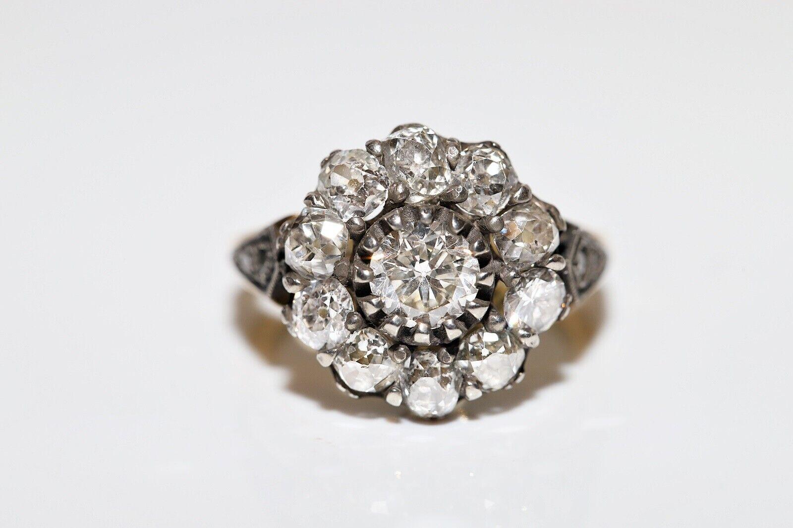 Neuer handgefertigter 18k Gold Top Silber Nutaral Diamant Dekorierter Cocktail-Ring im Angebot 6