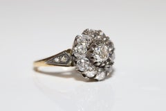 New Handmade 18k Gold Top Silver Nutaral Diamond Decorated Cocktail Ring
