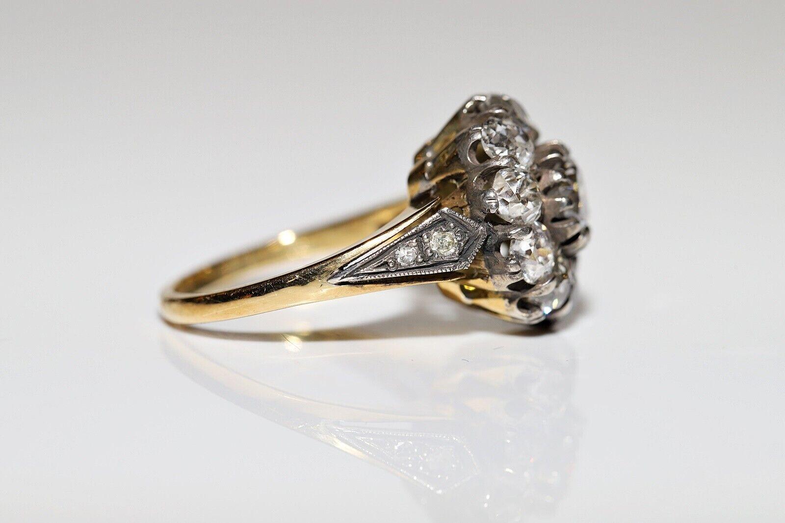 Modern New Handmade 18k Gold Top Silver Nutaral Diamond Decorated Cocktail Ring For Sale