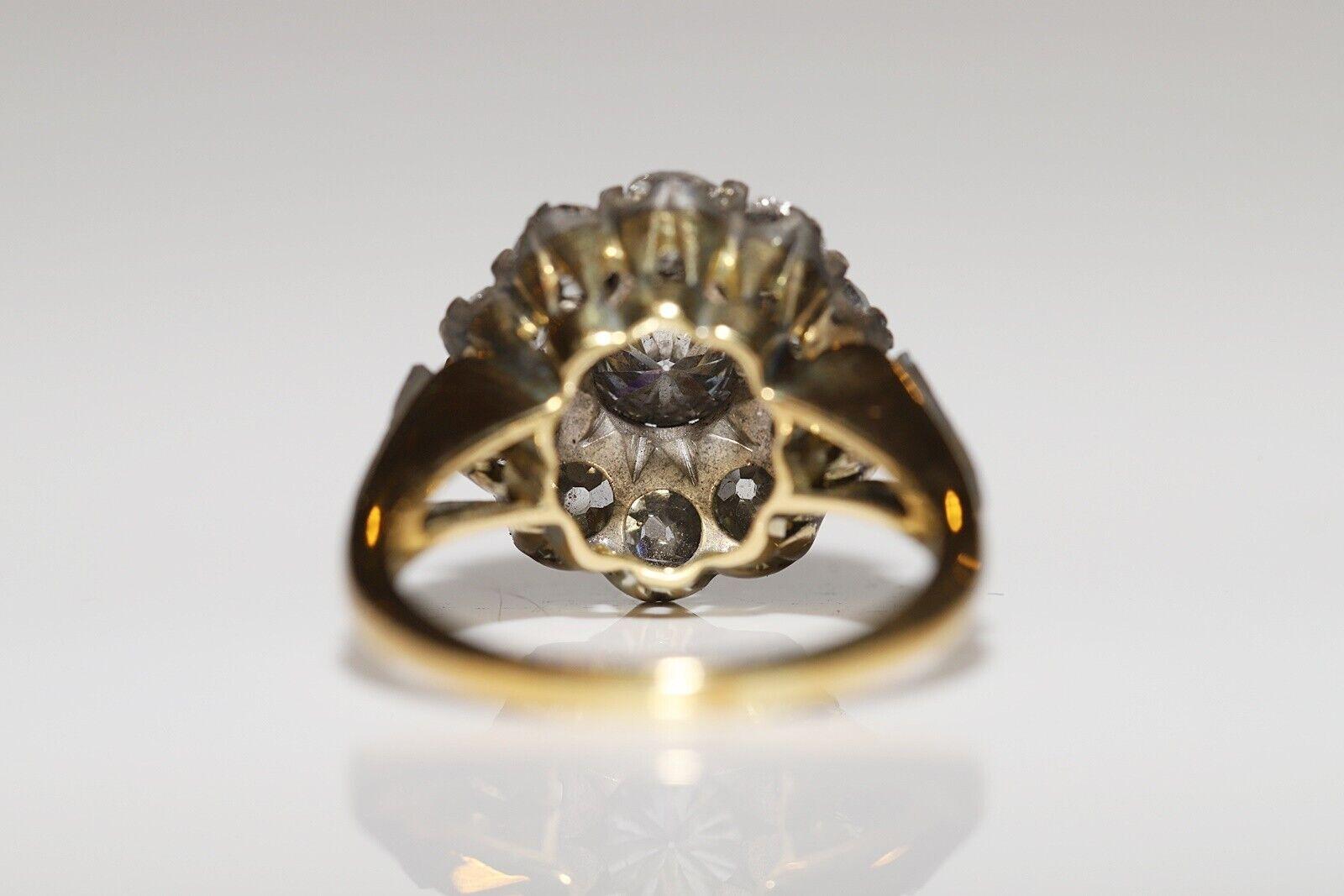 Old European Cut New Handmade 18k Gold Top Silver Nutaral Diamond Decorated Cocktail Ring For Sale