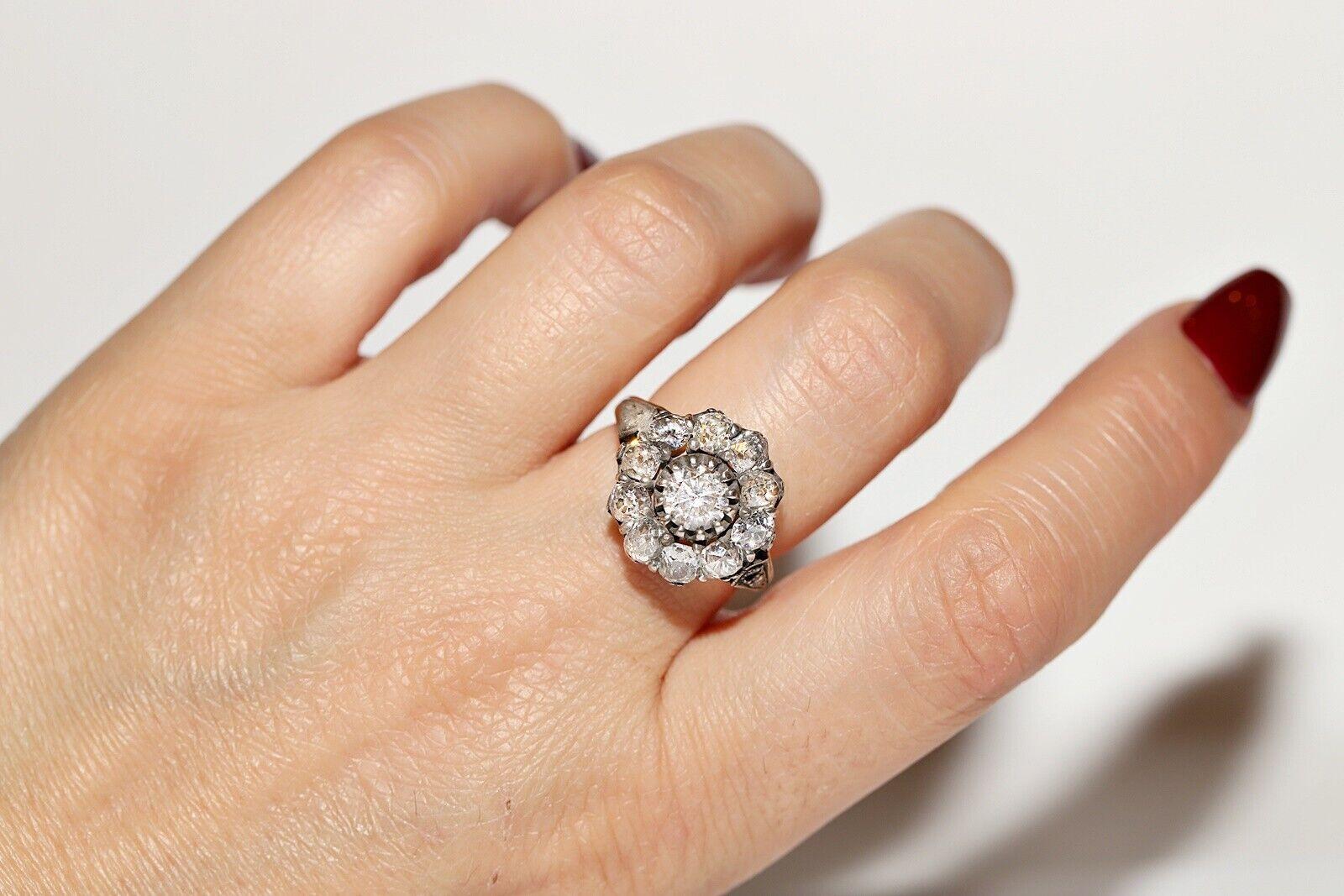 Neuer handgefertigter 18k Gold Top Silber Nutaral Diamant Dekorierter Cocktail-Ring im Angebot 1