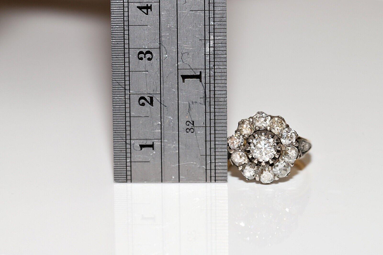 Neuer handgefertigter 18k Gold Top Silber Nutaral Diamant Dekorierter Cocktail-Ring im Angebot 2