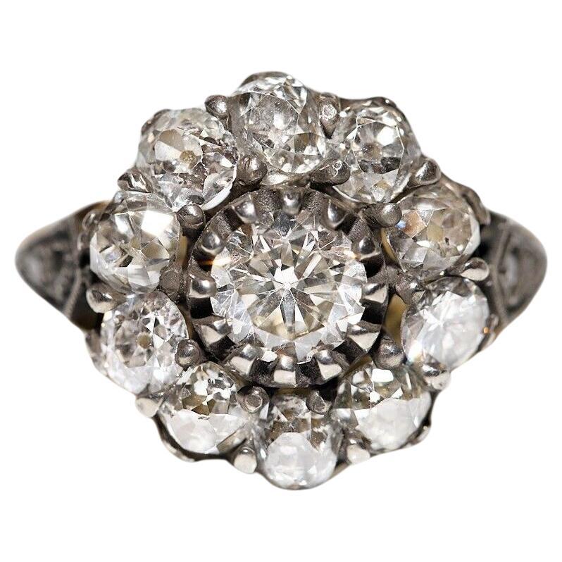 Neuer handgefertigter 18k Gold Top Silber Nutaral Diamant Dekorierter Cocktail-Ring