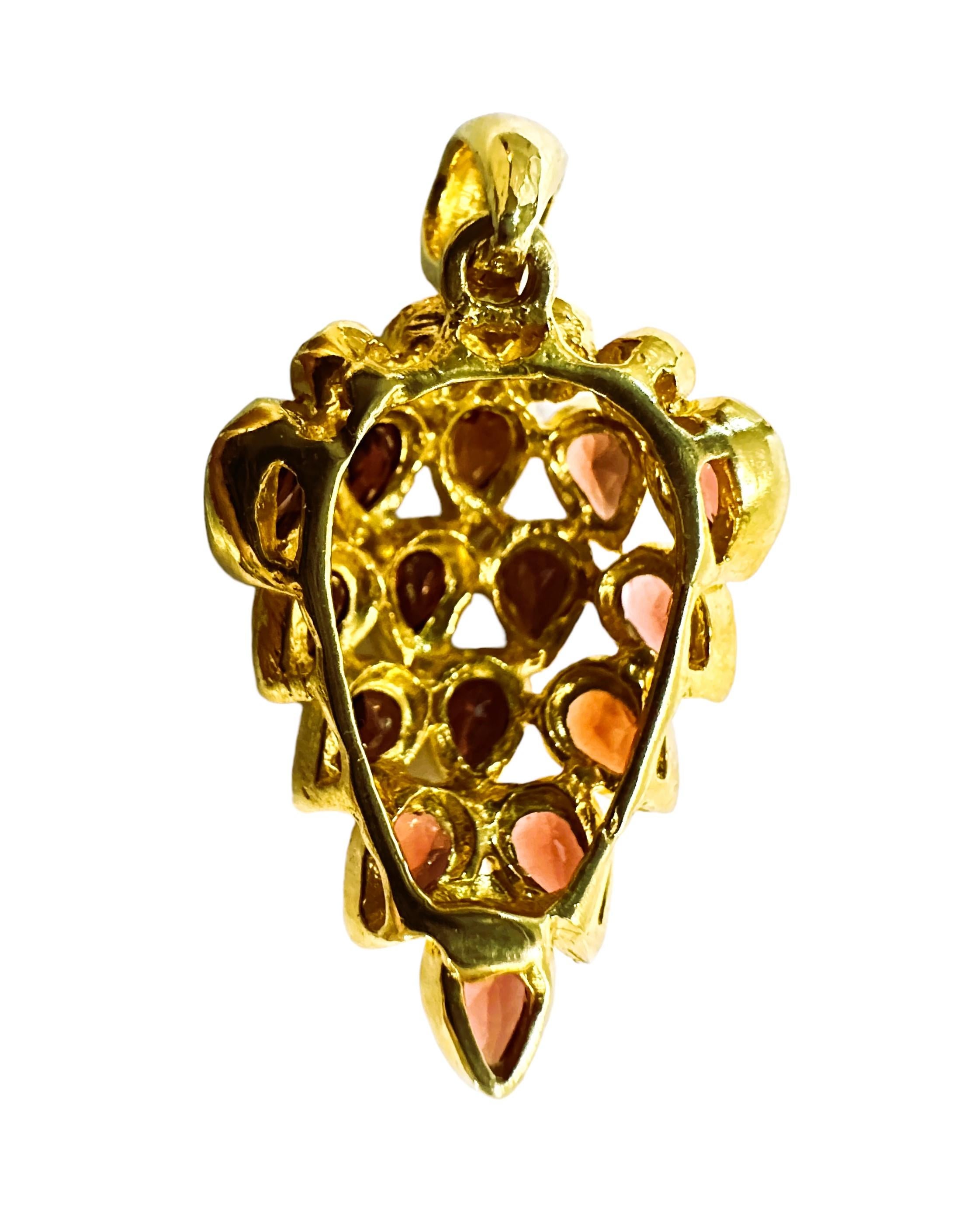 Women's New  19 Stone Natural Garnet Pendant Rose Gold Plated Sterling Necklace 17