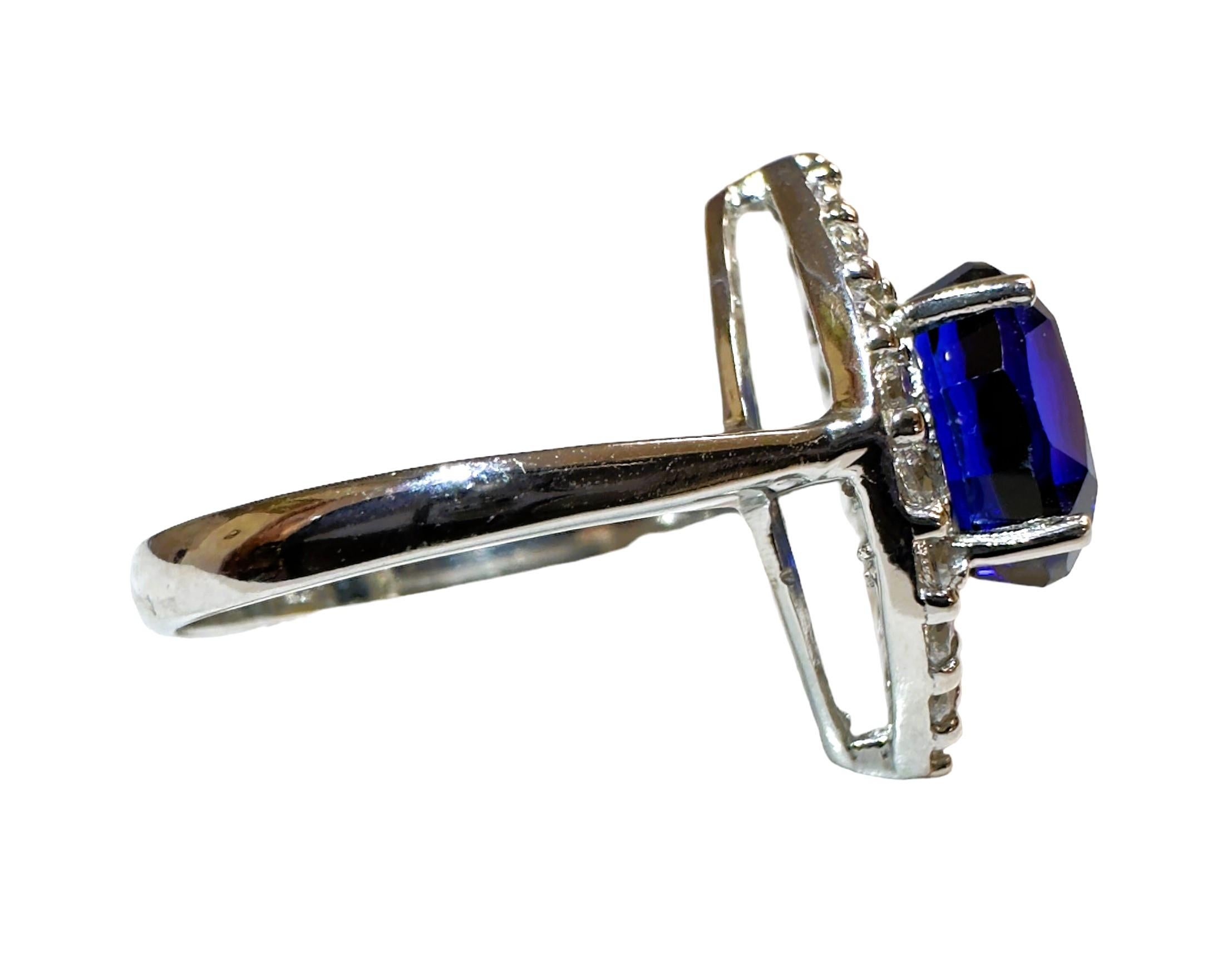 New Handmade African 3.60 Ct Deep Blue Sapphire Sterling Ring Size 6.75 In New Condition For Sale In Eagan, MN