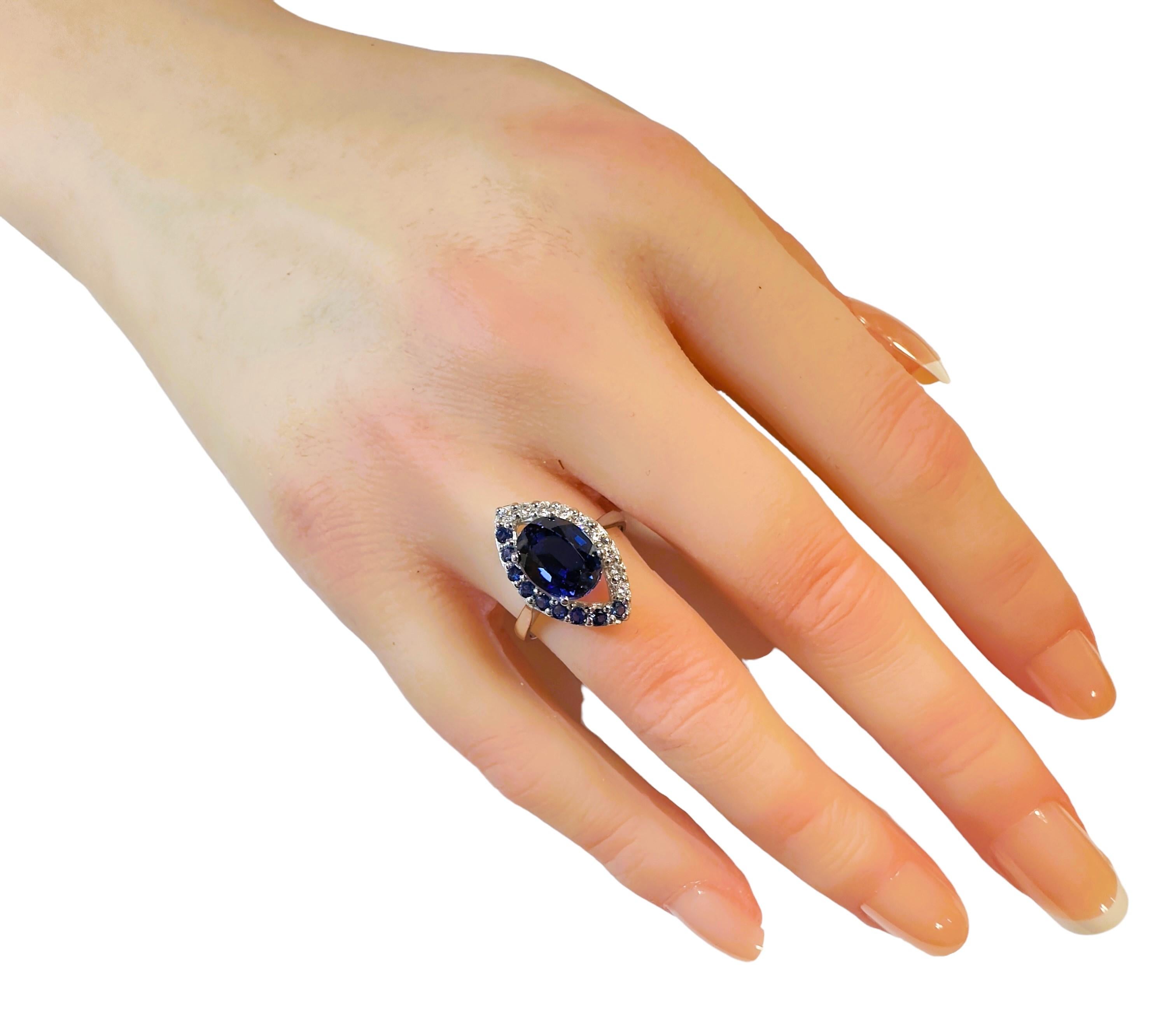 New Handmade African 3.60 Ct Deep Blue Sapphire Sterling Ring Size 6.75 For Sale 1