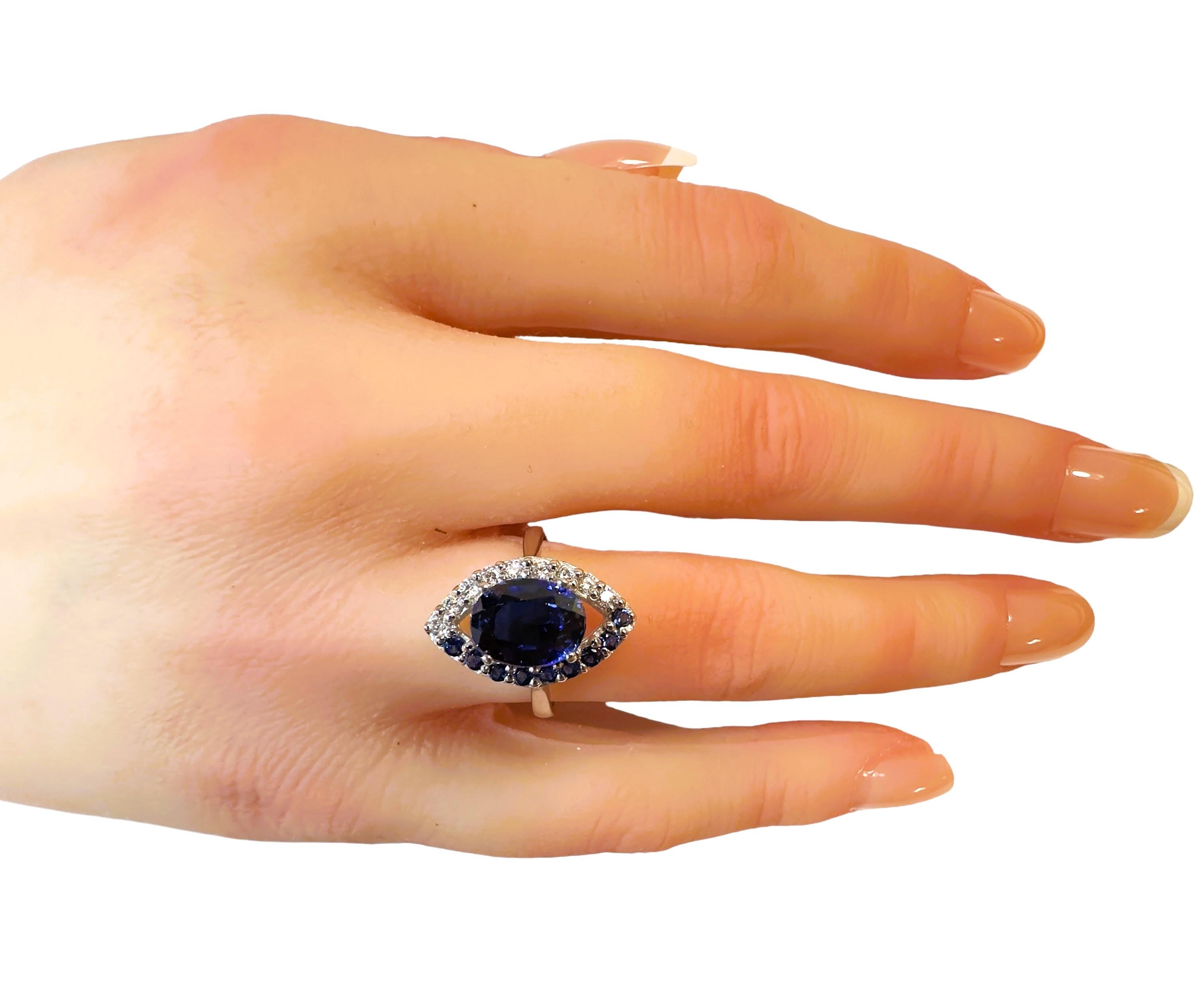 New Handmade African 3.60 Ct Deep Blue Sapphire Sterling Ring Size 6.75 For Sale 2