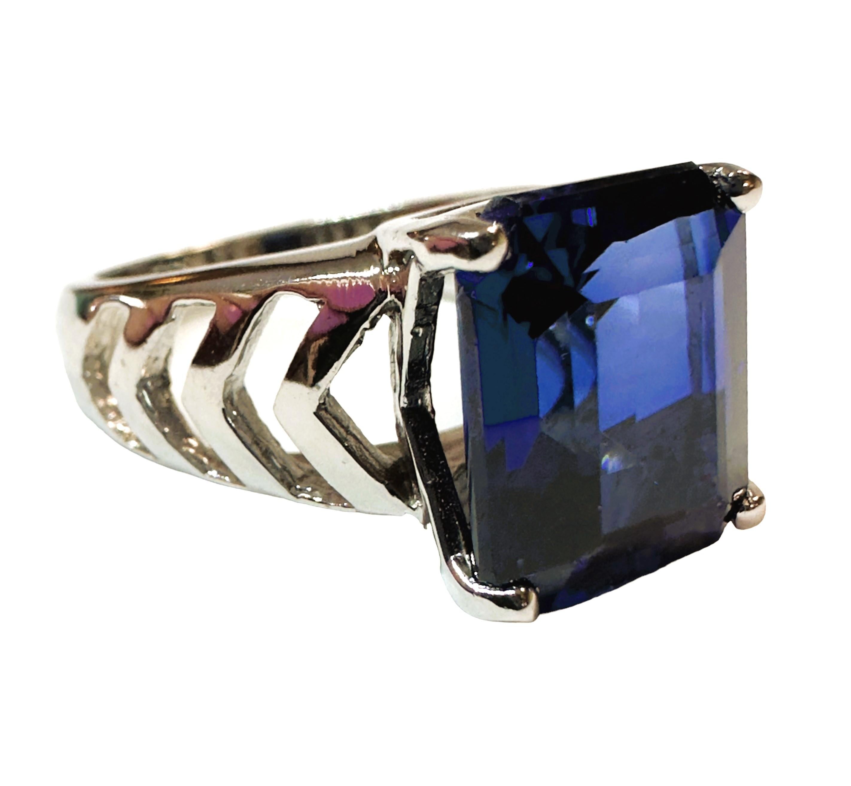 Women's New Handmade African 8.30 Ct Royal Blue Sapphire Sterling Ring Size 7.25 For Sale