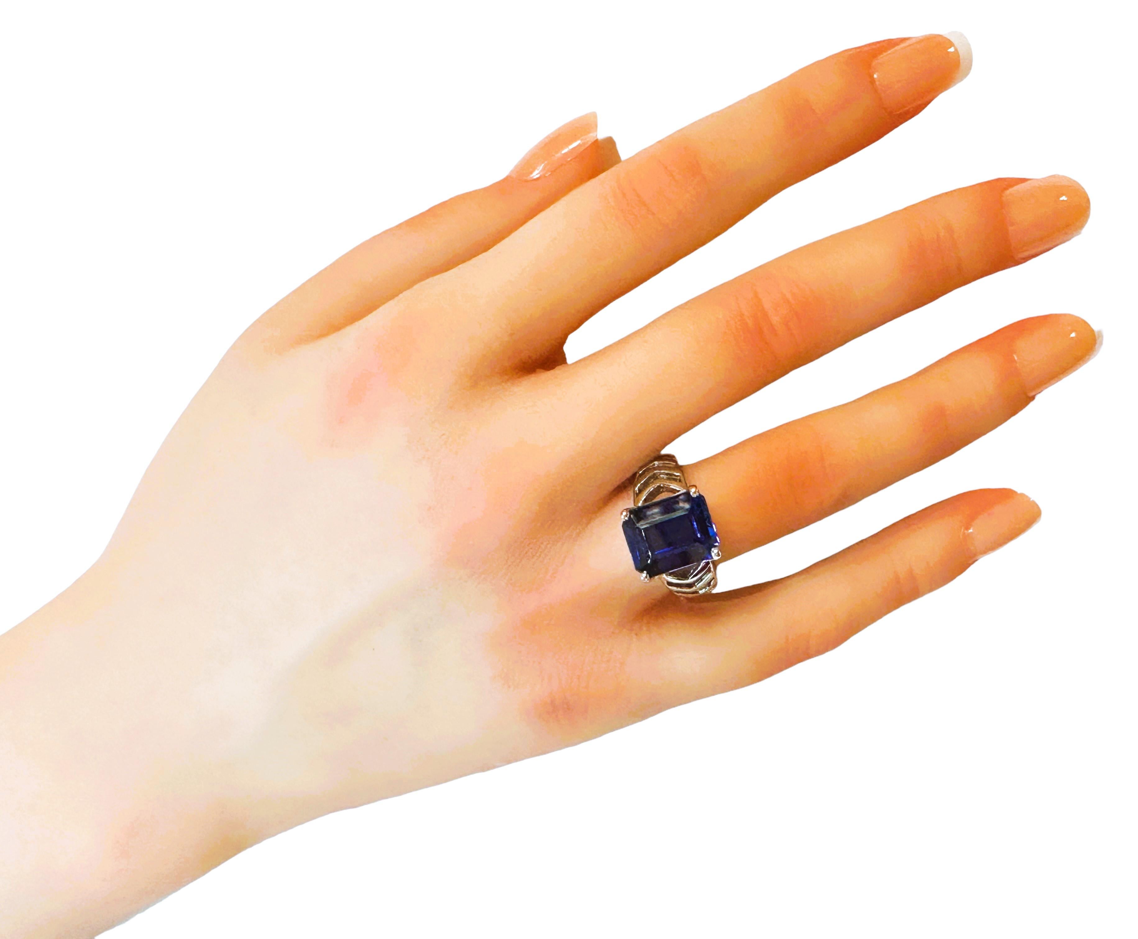 New Handmade African 8.30 Ct Royal Blue Sapphire Sterling Ring Size 7.25 For Sale 1