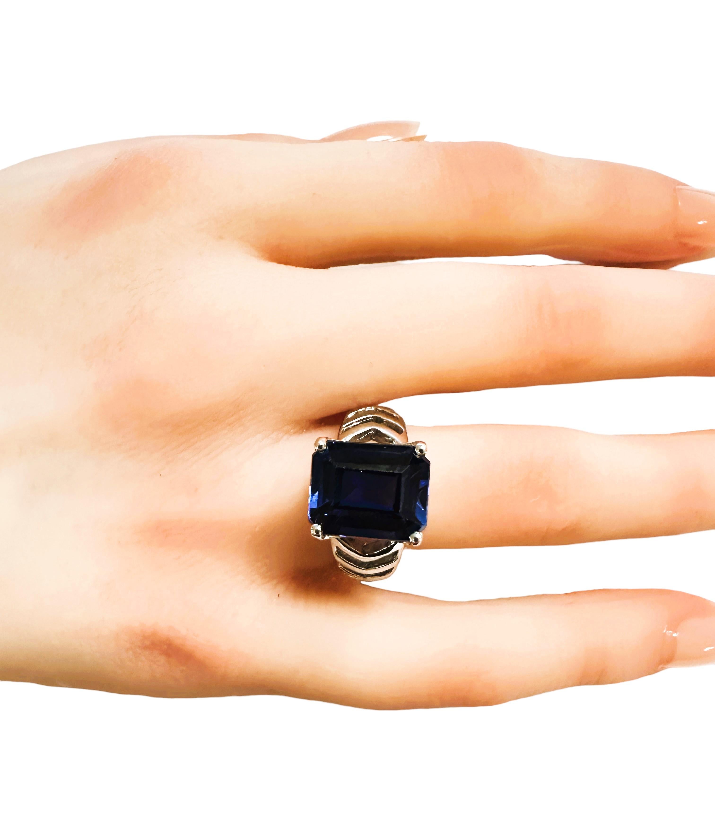 New Handmade African 8.30 Ct Royal Blue Sapphire Sterling Ring Size 7.25 For Sale 2