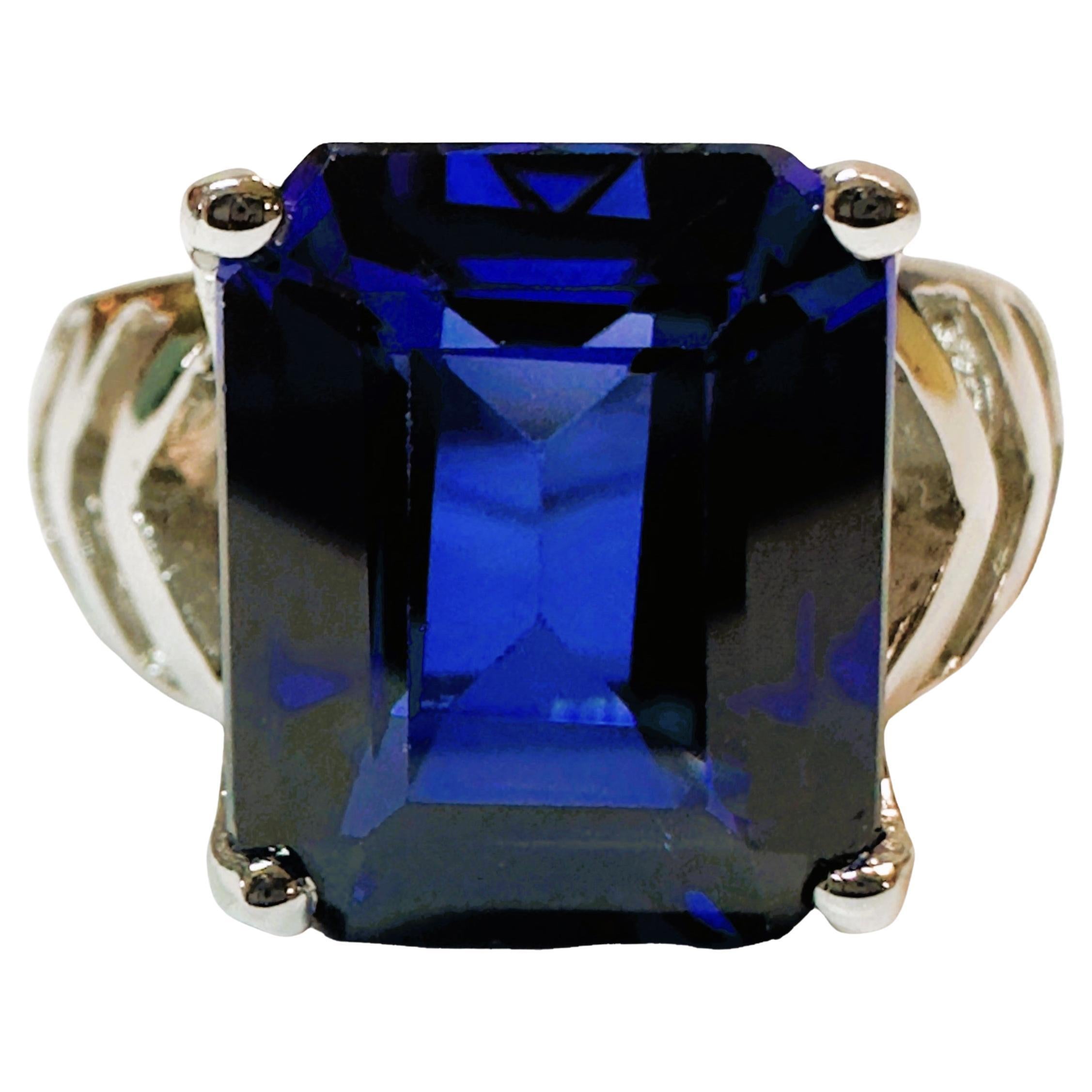 New Handmade African 8.30 Ct Royal Blue Sapphire Sterling Ring Size 7.25 For Sale