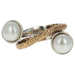New Handmade Bora Ring Cultured Pearls Sterling Silver Bronze Statement