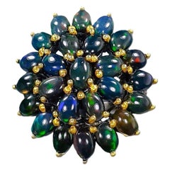 New Handmade Ethiopian Black Opal Ring in Oxi-black Sterling Silver