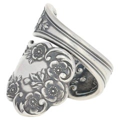 NUOVO Anello a cucchiaio Gorham Buttercup fatto a mano - argento anticato regolabile bypass Sz 9