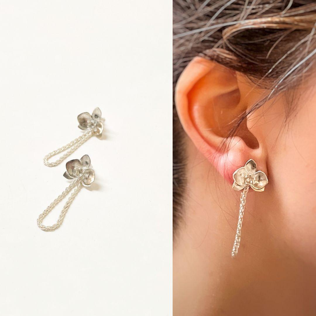 Dolores Ortega Orchid  Dangle Earrings in Sterling Silver For Sale 2