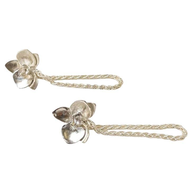 Dolores Ortega Orchid  Dangle Earrings in Sterling Silver For Sale 4