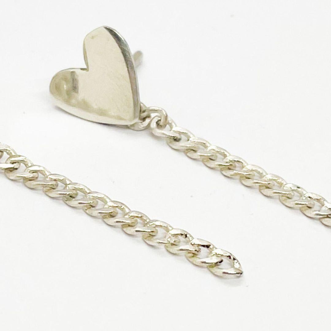 Romantic New Handmade Sterling Silver Heart Dangle Earrings