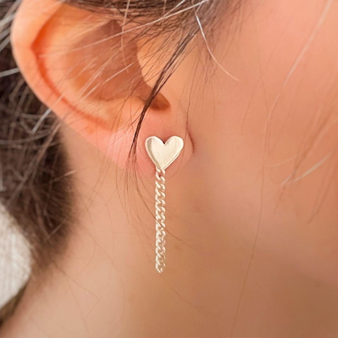 Women's New Handmade Sterling Silver Heart Dangle Earrings