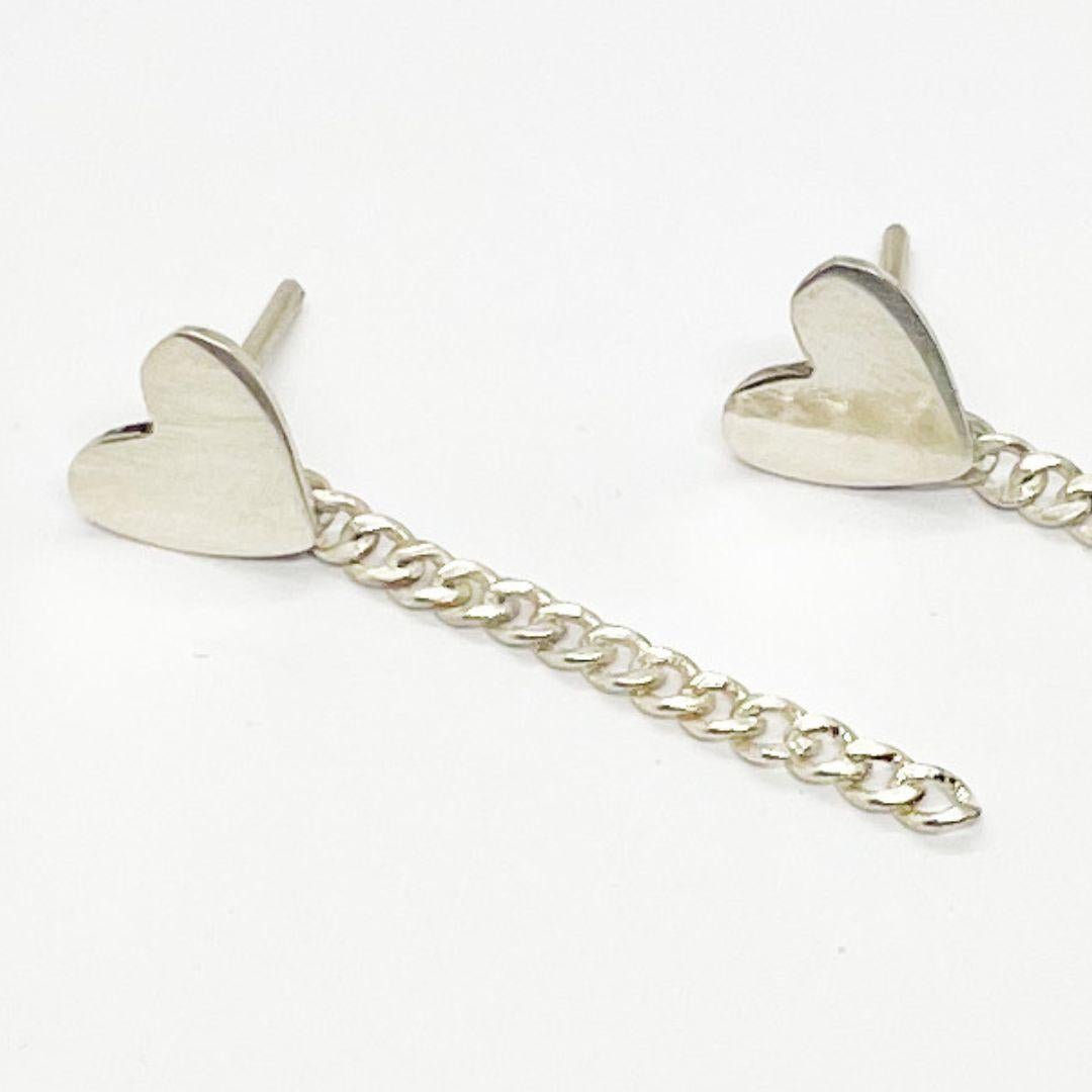 New Handmade Sterling Silver Heart Dangle Earrings 1