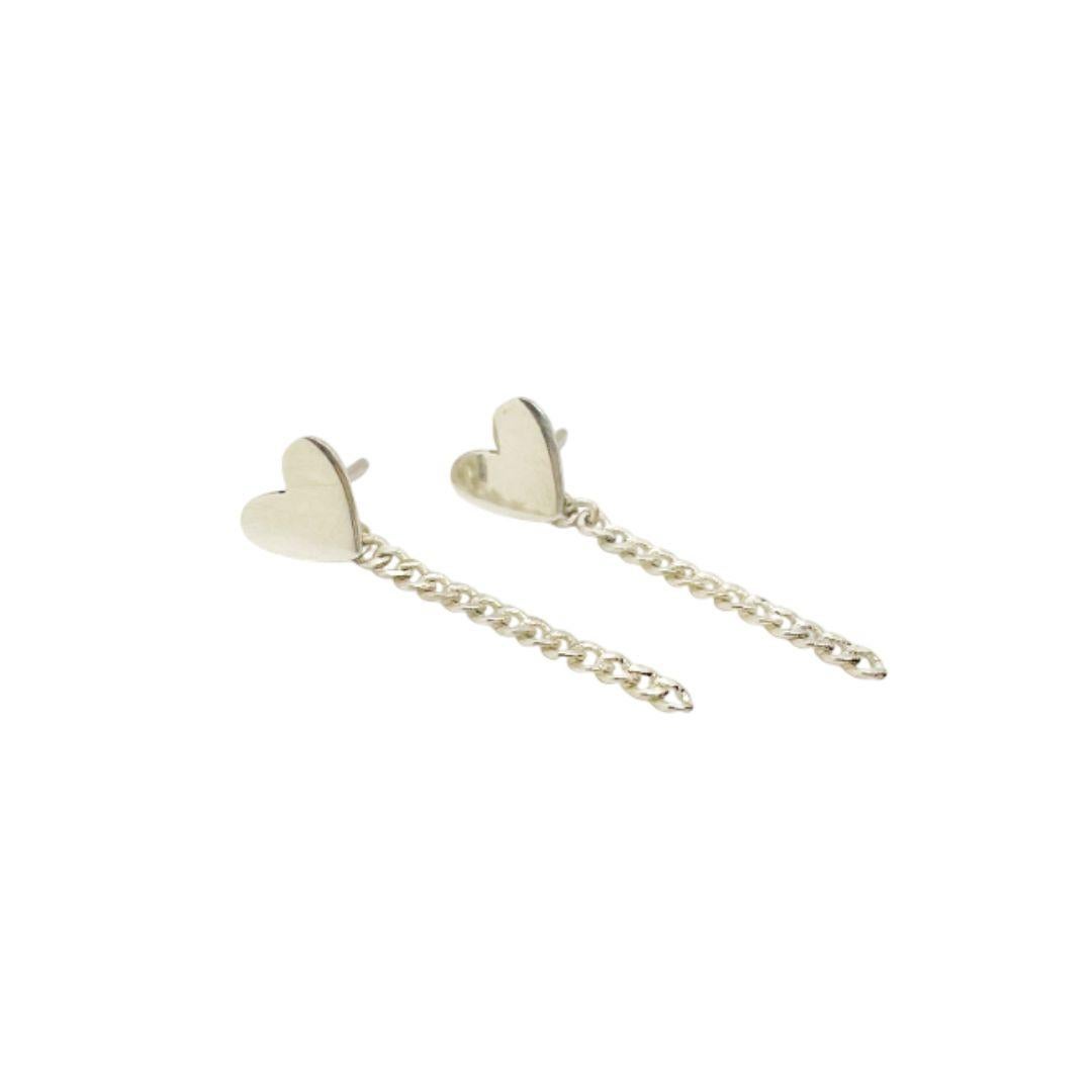 New Handmade Sterling Silver Heart Dangle Earrings 3