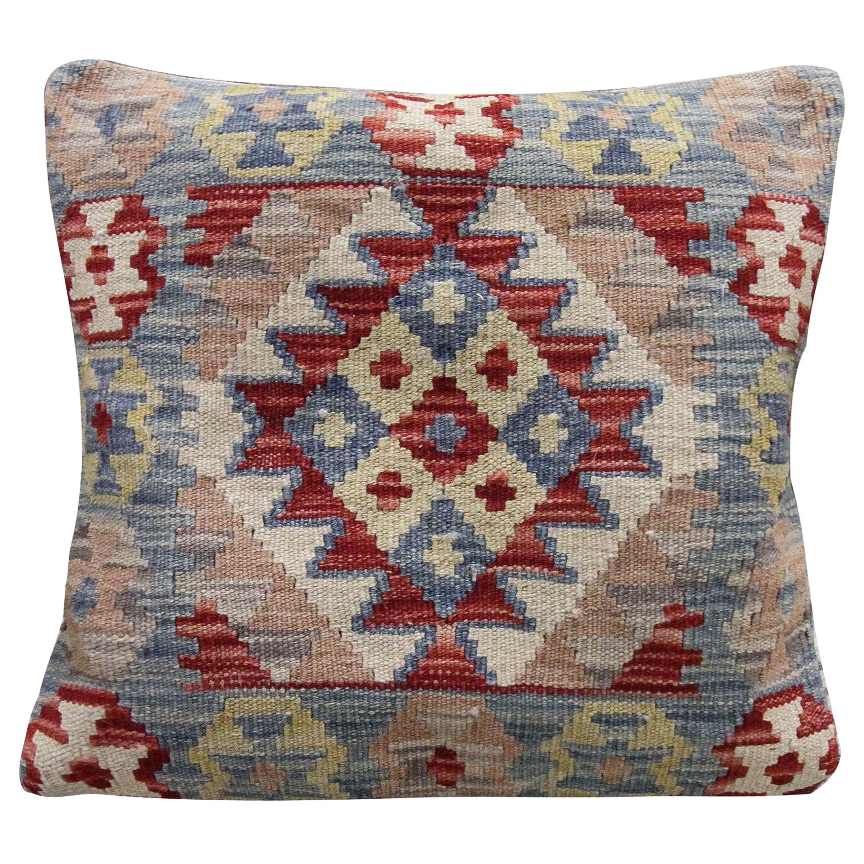 New Handmade Traditional Kilim Cushion Cover Bold Wool Scatter Pillow (Nouvelle housse de coussin Kilim traditionnelle en laine grasse)