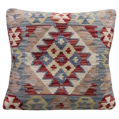 New Handmade Traditional Kilim Cushion Cover Bold Wool Scatter Pillow (Nouvelle housse de coussin Kilim traditionnelle en laine grasse)