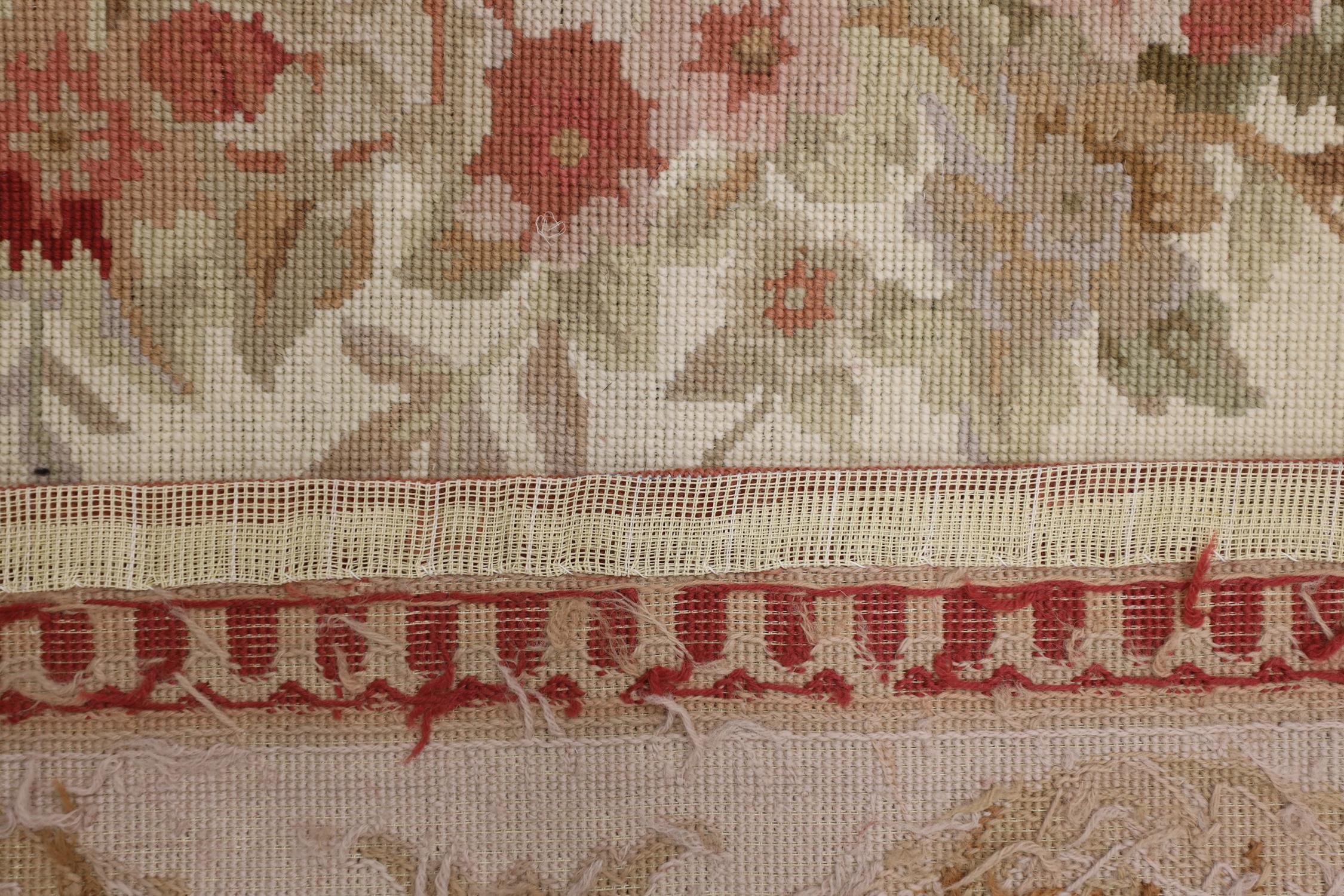 Chinese Floral Carpet English Style Needlepoint Rug Red Wool, Aubusson Style Living Room