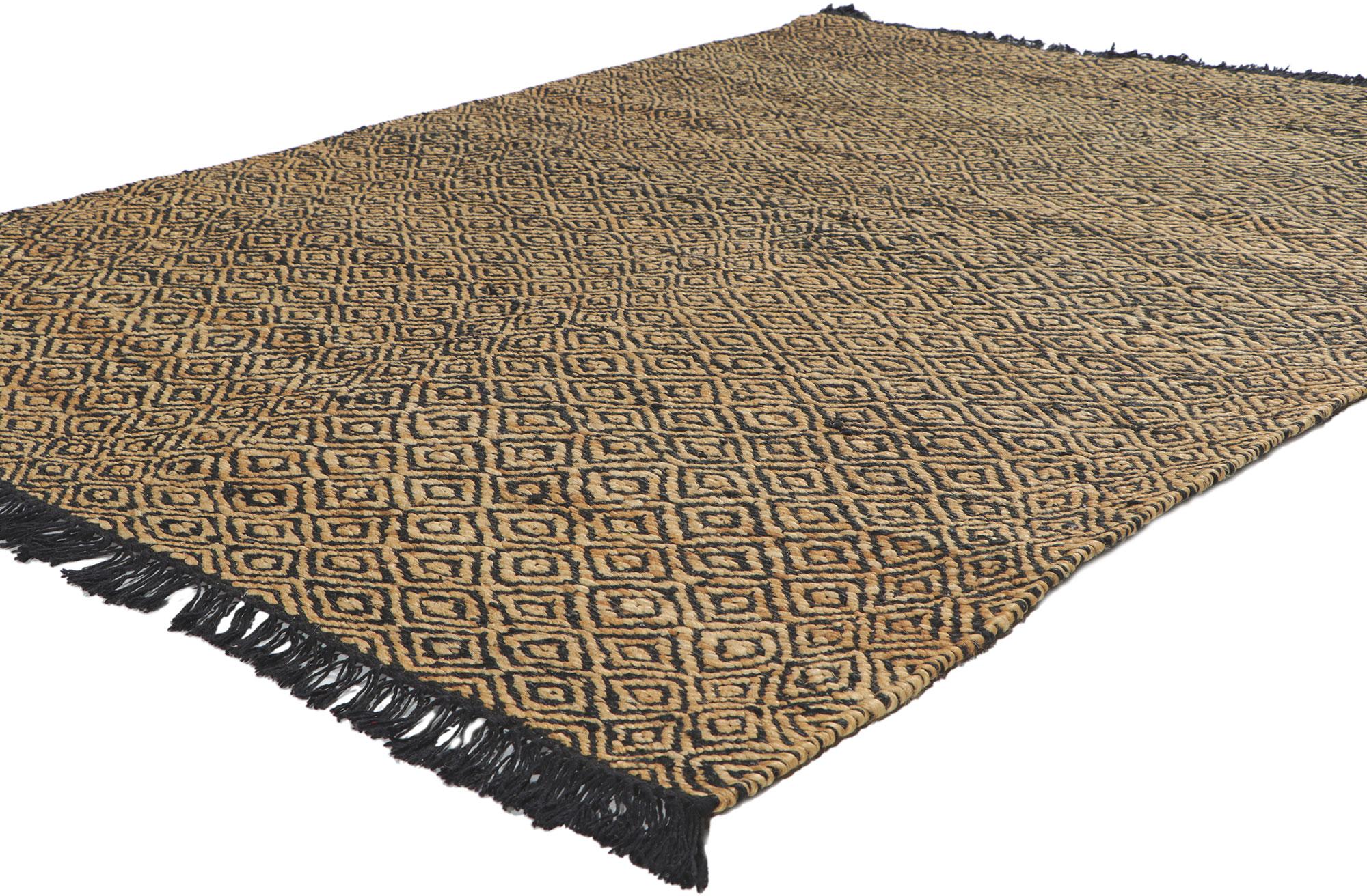 ?30901 New Handwoven Textured Jute Rug, 04'09 x 06'04. ?Emanating Biophilic Design with incredible detail and texture, this handwoven jute rug is a captivating vision of woven beauty. The allover diamond pattern and earthy colorway woven into this