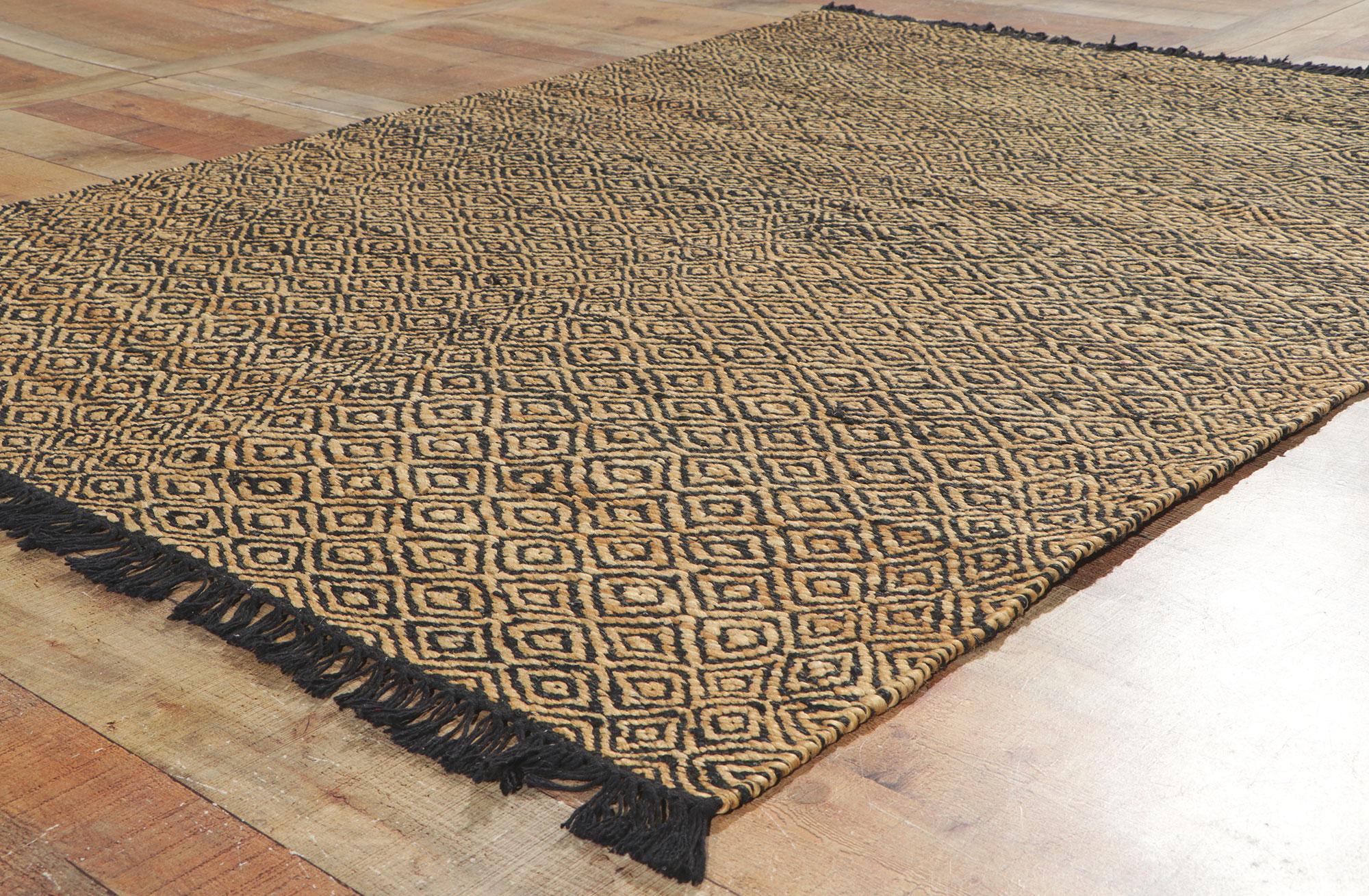 Contemporary New Handwoven Natural Fiber Jute Rug For Sale