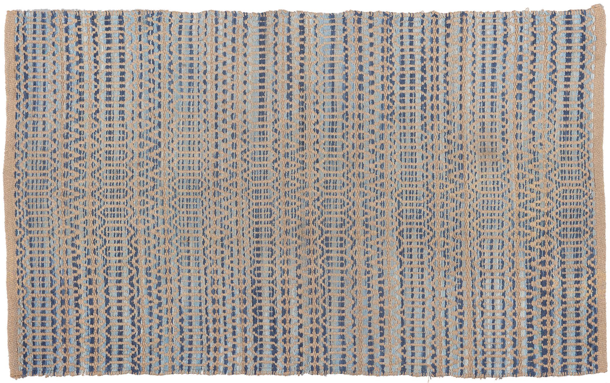 New Handwoven Natural Fiber Jute Rug, Modern Coastal Style Meets Boho Chic For Sale 3
