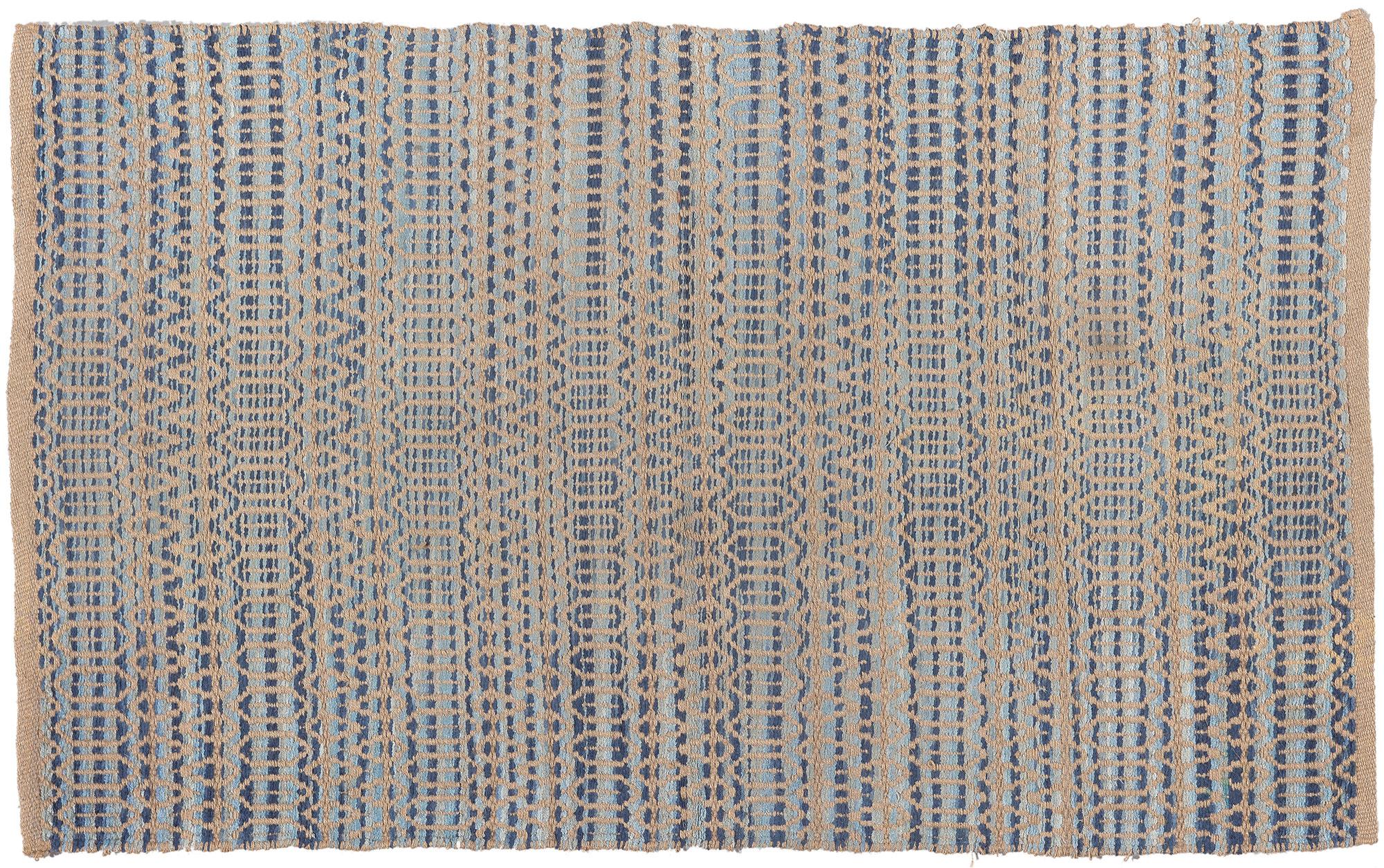 New Handwoven Natural Fiber Jute Rug, Modern Coastal Style Meets Boho Chic For Sale 4