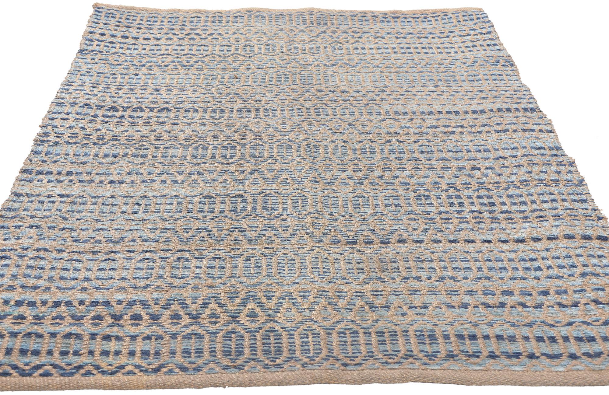 Indian New Handwoven Natural Fiber Jute Rug, Modern Coastal Style Meets Boho Chic For Sale
