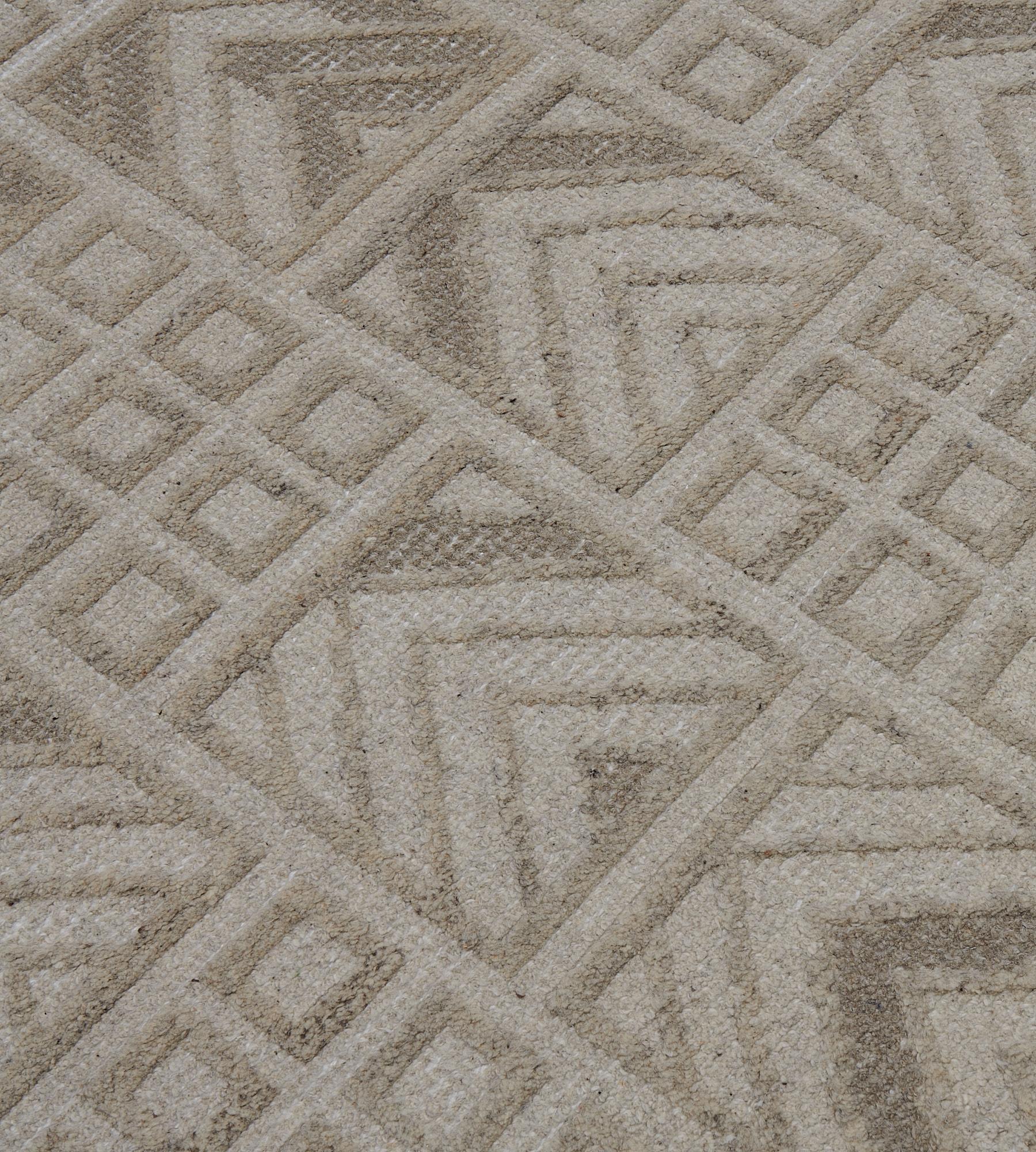 Hand-Knotted New Handwoven Swedish Inspired Flat-Weave Rug For Sale