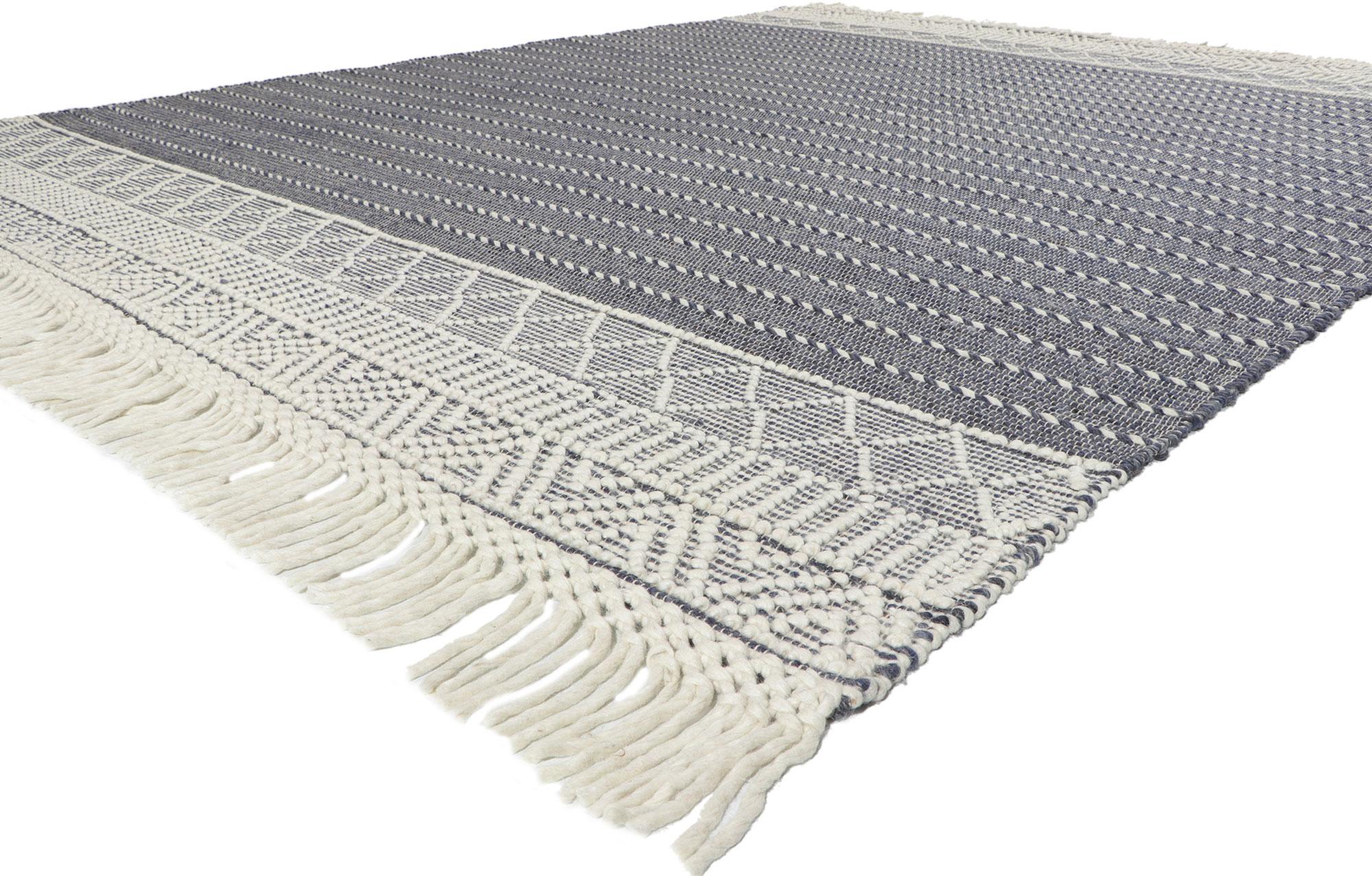30899 New Handwoven Textured Jute Rug, 09'05 x 12'02. Emanating coastal style with incredible detail and texture, this handwoven jute rug is a captivating vision of woven beauty. The genteel design and charming colorway woven into this piece work