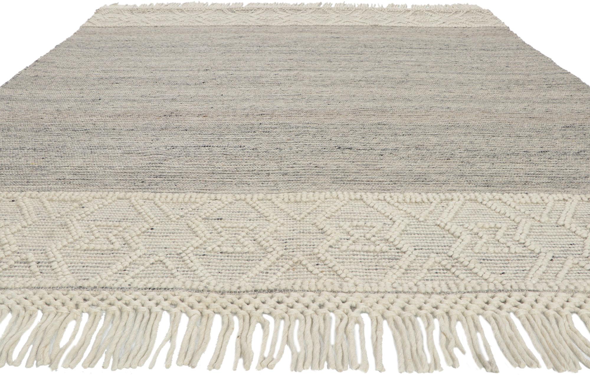 Bohemian New Handwoven Textured Jute Rug For Sale