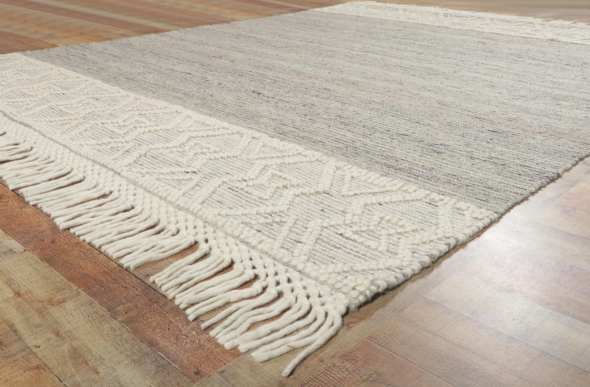 Contemporary New Handwoven Textured Jute Rug For Sale