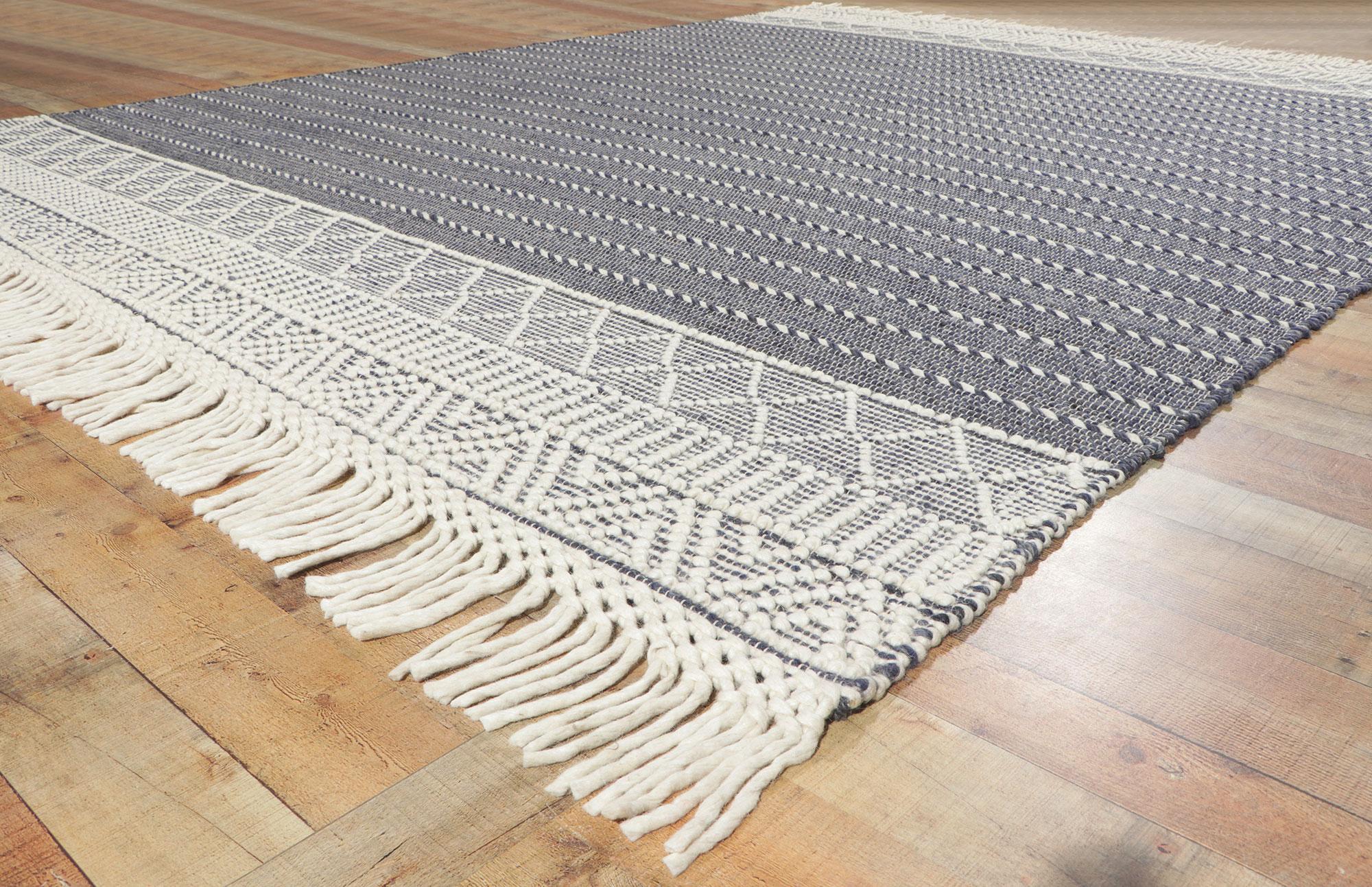 Contemporary New Handwoven Textured Jute Rug For Sale