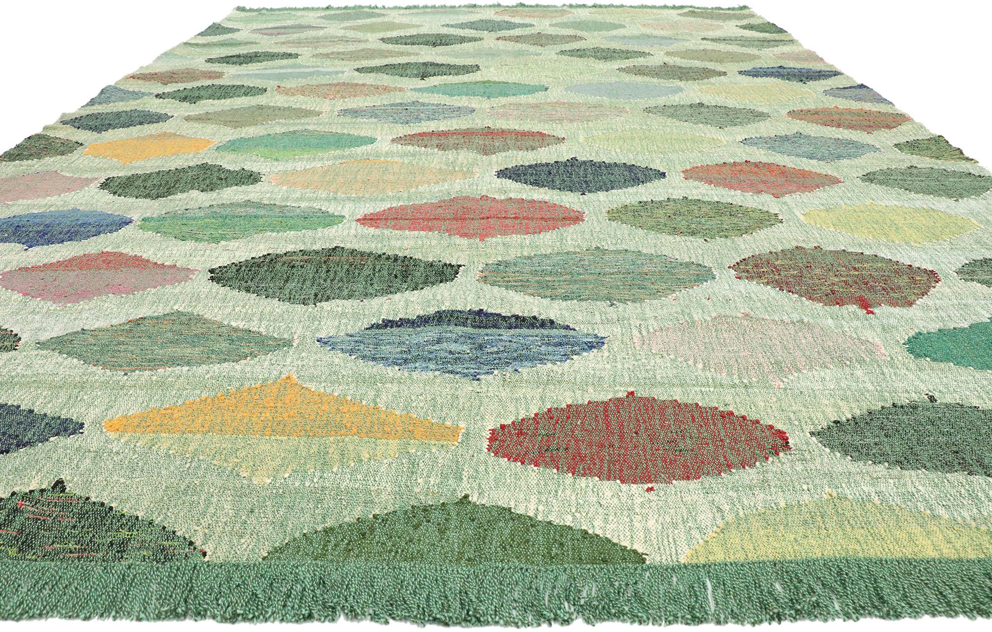 Hand-Woven New Handwoven Turkish Kilim Rug with Hexagonal Geometric Pattern For Sale