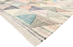 New Handwoven Turkish Kilim Rug with Triangle Pattern