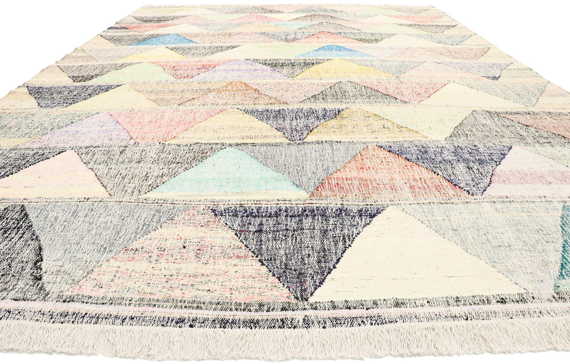 Hand-Woven New Handwoven Turkish Kilim Rug with Triangle Pattern