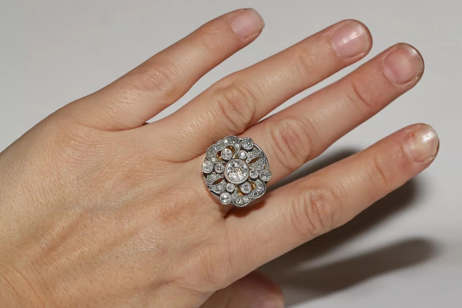 Nuovo anello forte decorato con diamanti naturali, fatto a mano, in oro 18 carati e argento in vendita 4