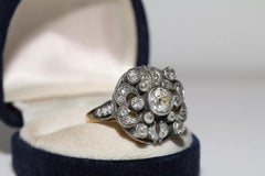 New Hanmade 18k Gold Top Silver Natural Diamond Decorated Strong Ring