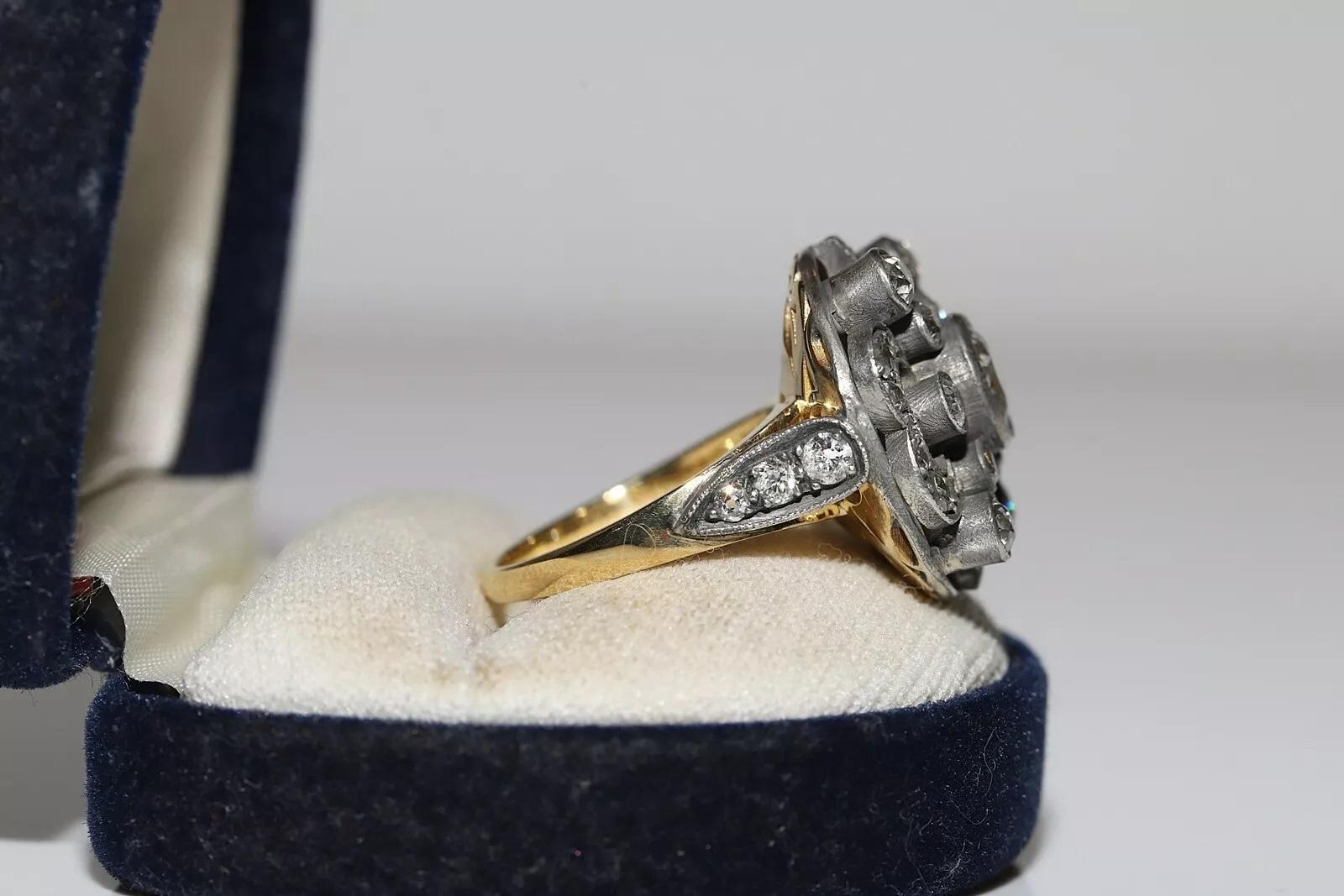 Modern New Hanmade 18k Gold Top Silver Natural Diamond Decorated Strong Ring For Sale