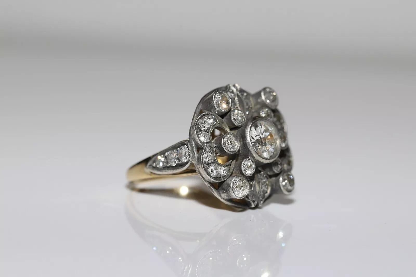 New Hanmade 18k Gold Top Silver Natural Diamond Decorated Strong Ring In New Condition For Sale In Fatih/İstanbul, 34