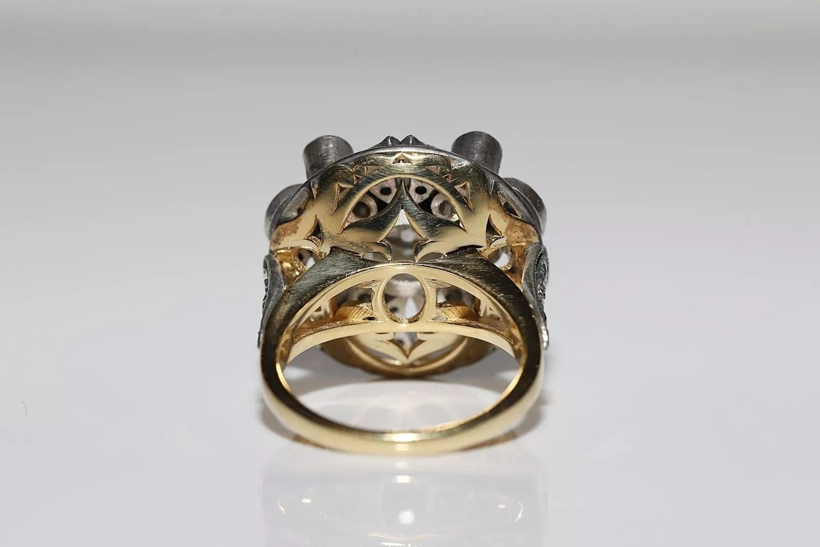Women's New Hanmade 18k Gold Top Silver Natural Diamond Decorated Strong Ring For Sale