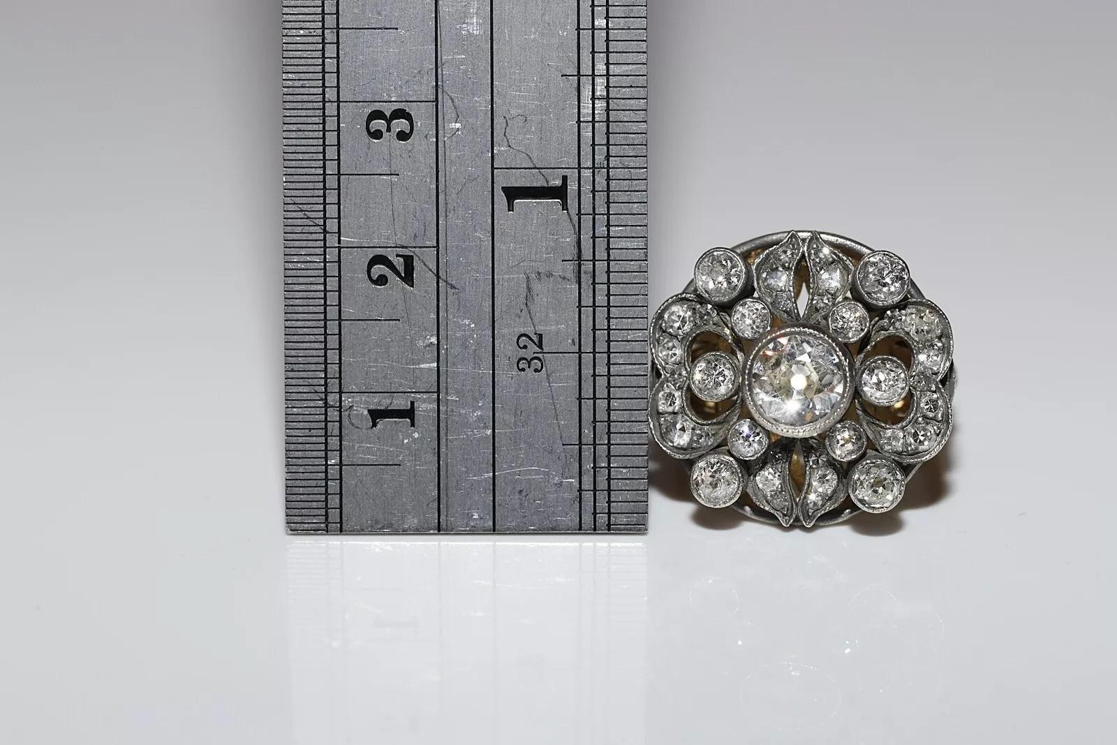 New Hanmade 18k Gold Top Silver Natural Diamond Decorated Strong Ring For Sale 1